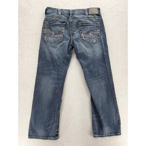 Silver Jeans Zac Bootcut Mens 36x34 Blue Medium Wash Denim Stretch Grunge Y2K